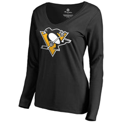 Bryan Rust Pittsburgh Penguins Women's Backer Name & Number Long Sleeve V-Neck T-Shirt On Sale