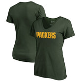 Green Bay Packers Women's Wordmark V-Neck T-Shirt