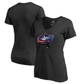 Columbus Blue Jackets Women's Midnight Mascot V-Neck T-Shirt Outlet