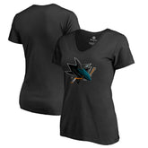 San Jose Sharks Women's Midnight Mascot V-Neck T-Shirt Sale