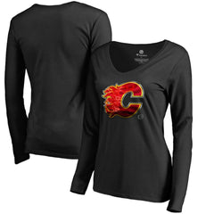 Calgary Flames Women's Midnight Mascot Long Sleeve V-Neck T-Shirt Online