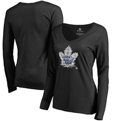 Toronto Maple Leafs Women's Midnight Mascot Long Sleeve V-Neck T-Shirt On Sale