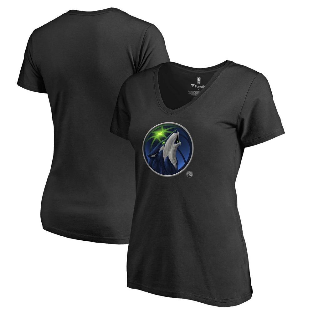 Minnesota Timberwolves Women's Midnight Mascot V-Neck T-Shirt On Sale