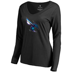Charlotte Hornets Women's Midnight Mascot Long Sleeve V-Neck T-Shirt Outlet