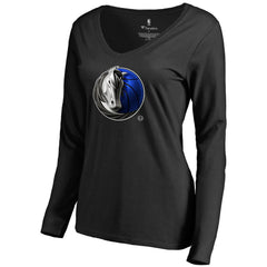 Dallas Mavericks Women's Midnight Mascot Long Sleeve V-Neck T-Shirt sale On Sale