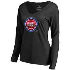Detroit Pistons Women's Midnight Mascot Long Sleeve V-Neck T-Shirt sale Online