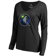 Minnesota Timberwolves Women's Midnight Mascot Long Sleeve V-Neck T-Shirt Discount