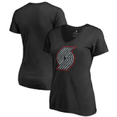 Portland Trail Blazers Women's Static Logo V-Neck T-Shirt On Sale