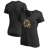 Boston Bruins Women's Splatter Logo V-Neck T-Shirt On Sale