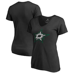 Dallas Stars Women's Splatter Logo V-Neck T-Shirt For Sale