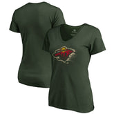 Minnesota Wild Women's Splatter Logo V-Neck T-Shirt Sale