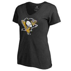 Pittsburgh Penguins Women's Splatter Logo V-Neck T-Shirt Outlet