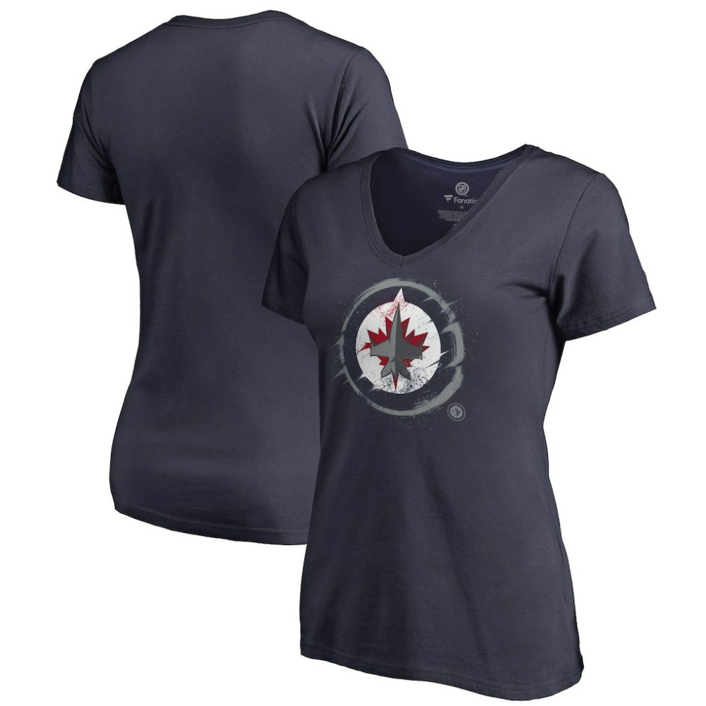 Winnipeg Jets Women's Splatter Logo V-Neck T-Shirt Sale