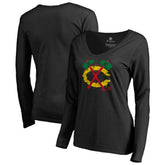 Chicago Blackhawks Women's Splatter Logo V-Neck Long Sleeve T-Shirt Discount
