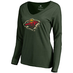 Minnesota Wild Women's Splatter Logo V-Neck Long Sleeve T-Shirt Discount
