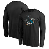 San Jose Sharks Splatter Logo Long Sleeve T-Shirt Outlet