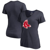 Boston Red Sox Women's Splatter Logo V-Neck T-Shirt | MLB For sale