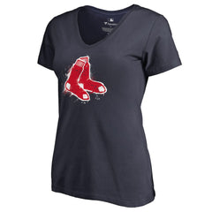Boston Red Sox Women's Splatter Logo V-Neck T-Shirt | MLB For sale