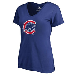 Chicago Cubs Women's Splatter Logo V-Neck T-Shirt | MLB Online