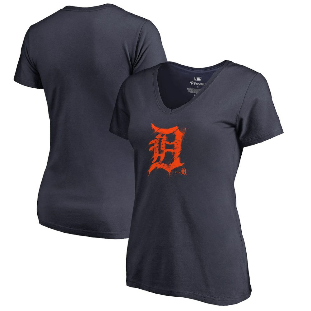 Detroit Tigers Women's Splatter Logo V-Neck T-Shirt | MLB Sale