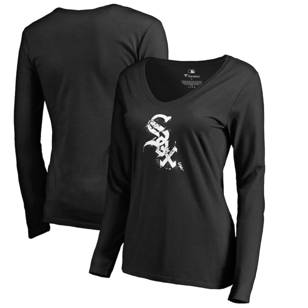 Chicago White Sox Women's Splatter Logo Long Sleeve V-Neck T-Shirt | MLB Shop