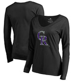 Colorado Rockies Women's Splatter Logo Long Sleeve V-Neck T-Shirt | MLB Online