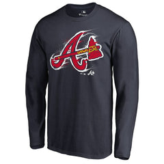Atlanta Braves Splatter Logo Long Sleeve T-Shirt | MLB New