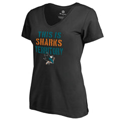 San Jose Sharks Women's Fan Favorite Team Slogan V-Neck T-Shirt Outlet