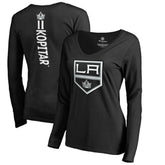 Anze Kopitar Los Angeles Kings Women's Backer Name & Number Slim Fit Long Sleeve V-Neck T-Shirt For Sale