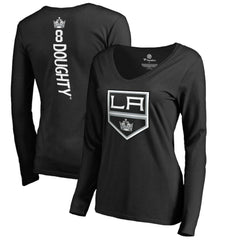 Drew Doughty Los Angeles Kings Women's Backer Name & Number Slim Fit Long Sleeve V-Neck T-Shirt Sale