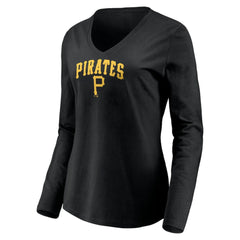 Pittsburgh Pirates Women's Cooperstown Collection Wahconah Long Sleeve V-Neck T-Shirt | MLB Discount