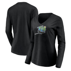 Tampa Bay Rays Women's Cooperstown Collection Wahconah Long Sleeve V-Neck T-Shirt | MLB New