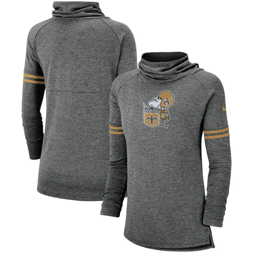 New Orleans Saints Nike Women's Historic Marks Long Sleeve Tri-Blend Funnel Sweatshirt
