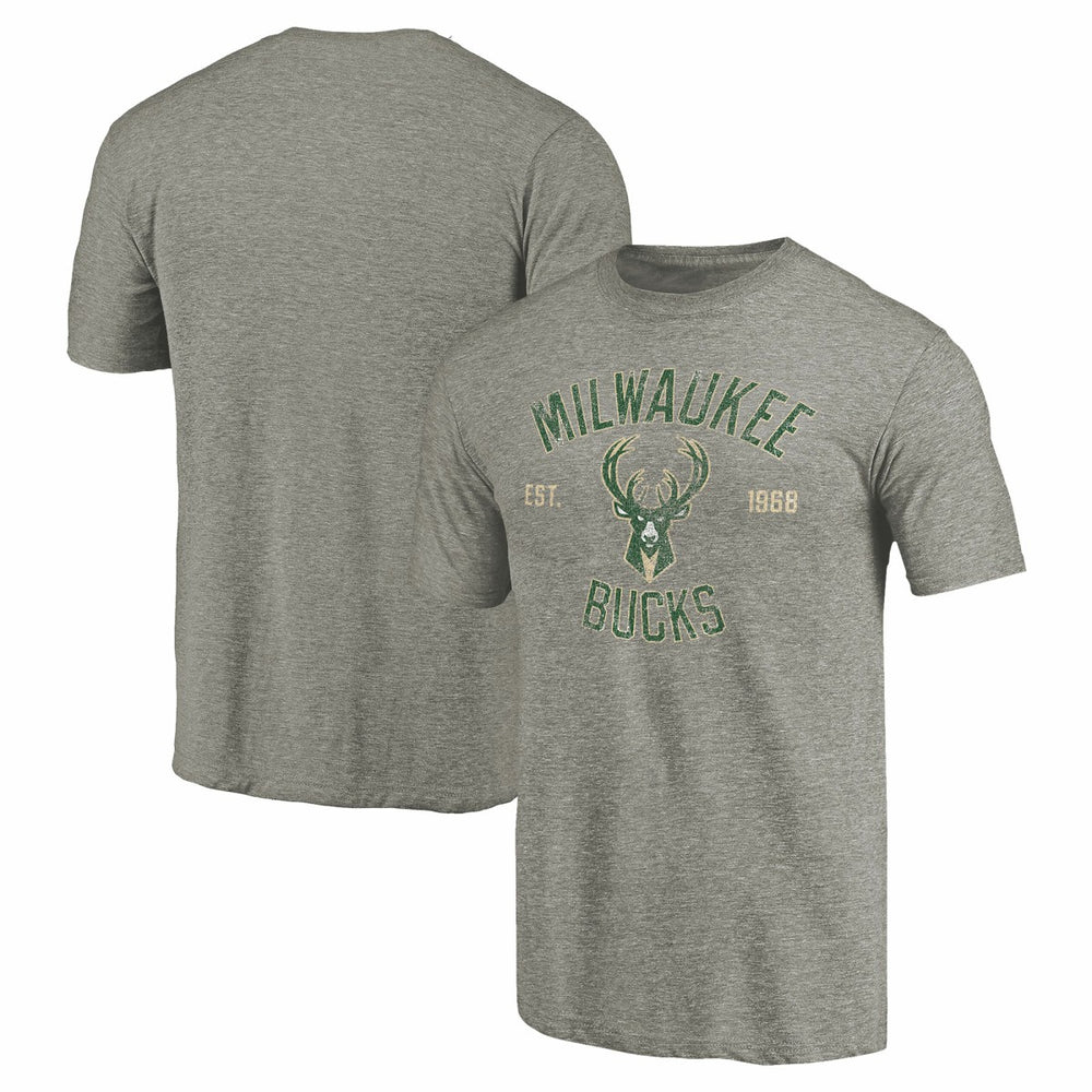 Milwaukee Bucks Team Heritage Tri-Blend T-Shirt New