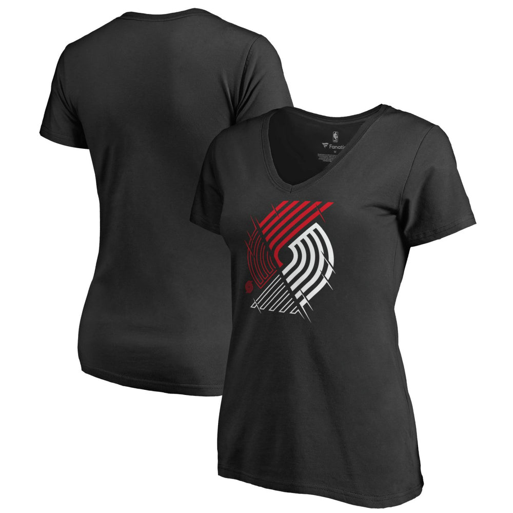 Portland Trail Blazers Women's X-Ray Slim Fit V-Neck T-Shirt New