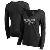 Los Angeles Kings Women's Iconic Collection Script Assist Long Sleeve V-Neck T-Shirt Outlet
