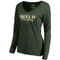 Minnesota Wild Women's Iconic Collection Script Assist Long Sleeve V-Neck T-Shirt Sale