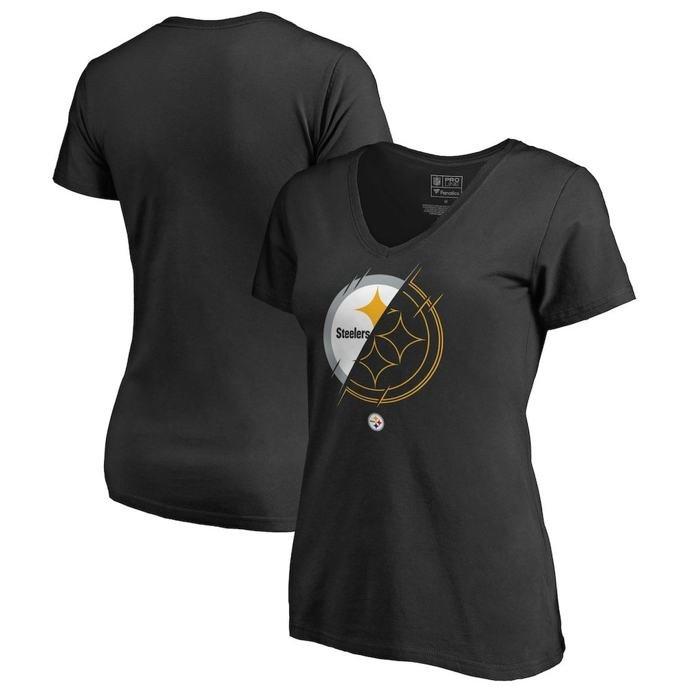 Pittsburgh Steelers Women's X-Ray Slim Fit V-Neck T-Shirt