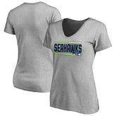 Seattle Seahawks Women's Iconic Collection On Side Stripe V-Neck T-Shirt