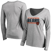Chicago Bears Women's Iconic Collection On Side Stripe Long Sleeve V-Neck T-Shirt