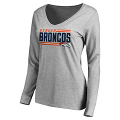 Denver Broncos Women's Iconic Collection On Side Stripe Long Sleeve V-Neck T-Shirt