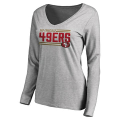 San Francisco 49ers Women's Iconic Collection On Side Stripe Long Sleeve V-Neck T-Shirt