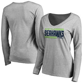 Seattle Seahawks Women's Iconic Collection On Side Stripe Long Sleeve V-Neck T-Shirt