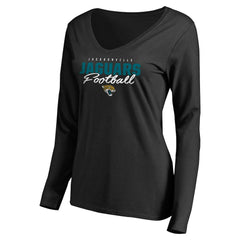Jacksonville Jaguars Women's Iconic Collection Script Assist Long Sleeve V-Neck T-Shirt