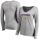 Minnesota Vikings Women's Iconic Collection Script Assist Long Sleeve V-Neck T-Shirt