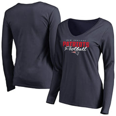 New England Patriots Women's Iconic Collection Script Assist Long Sleeve V-Neck T-Shirt