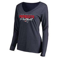 New England Patriots Women's Iconic Collection Script Assist Long Sleeve V-Neck T-Shirt
