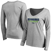 Seattle Seahawks Women's Iconic Collection Script Assist Long Sleeve V-Neck T-Shirt