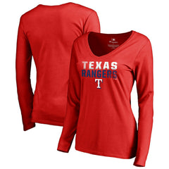 Texas Rangers Women's Fade Out V-Neck Long Sleeve T-Shirt | MLB For sale