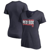 Boston Red Sox Women's Onside Stripe V-Neck T-Shirt | MLB On Sale